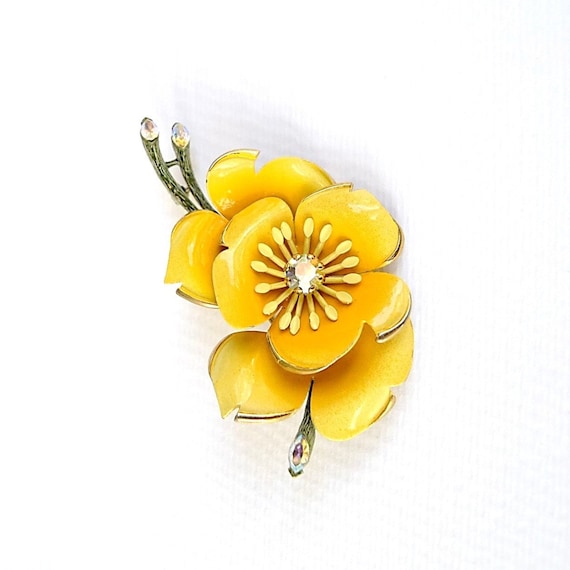 Vintage Flower Brooch Yellow Flower Brooch Flower… - image 2
