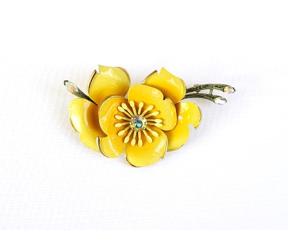 Vintage Flower Brooch Yellow Flower Brooch Flower… - image 3