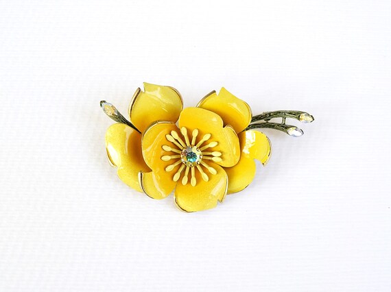 Vintage Flower Brooch Yellow Flower Brooch Flower… - image 4