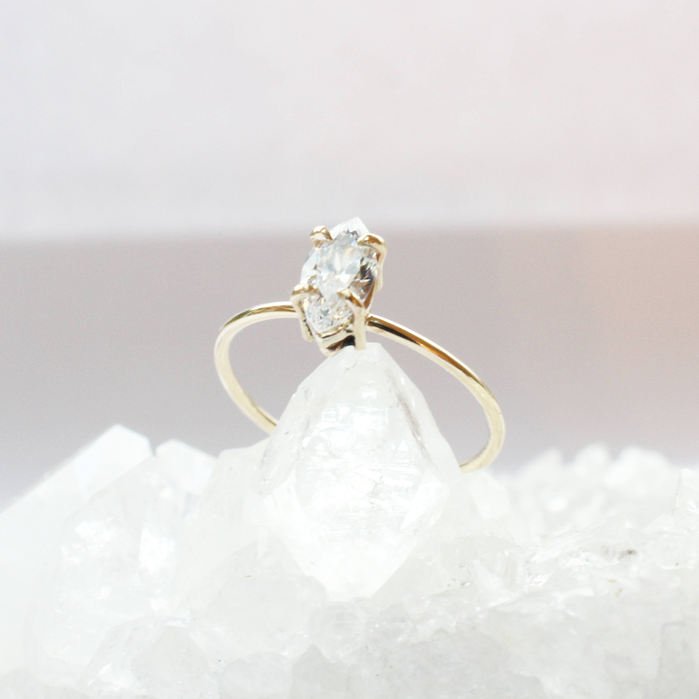 Mara 9ct Yellow Gold or Rose Gold Marquise Cut Zirconia Boho Ring - Etsy