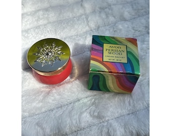 Vintage Avon Persian Wood Cream Sachet Jar With Box