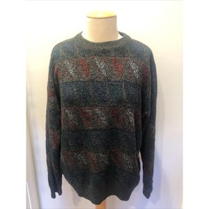 Vintage Robert Bruce Sweater Men&#39;s Size Large Acrylic Abstract Colorful Knit
