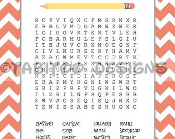 Baby Shower Word Search PRINTABLE | Etsy