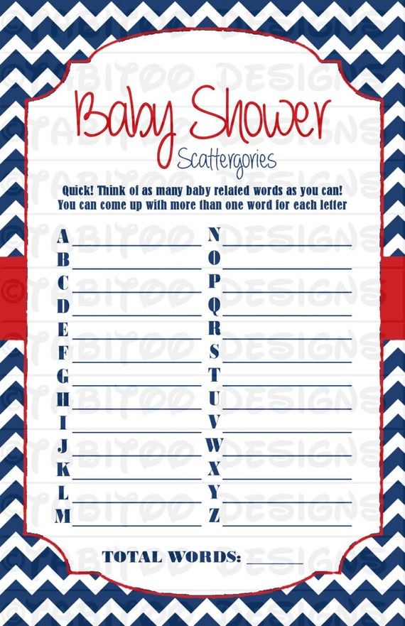 baby shower scattergories