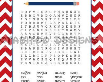 Baby Shower Word Search PRINTABLE | Etsy