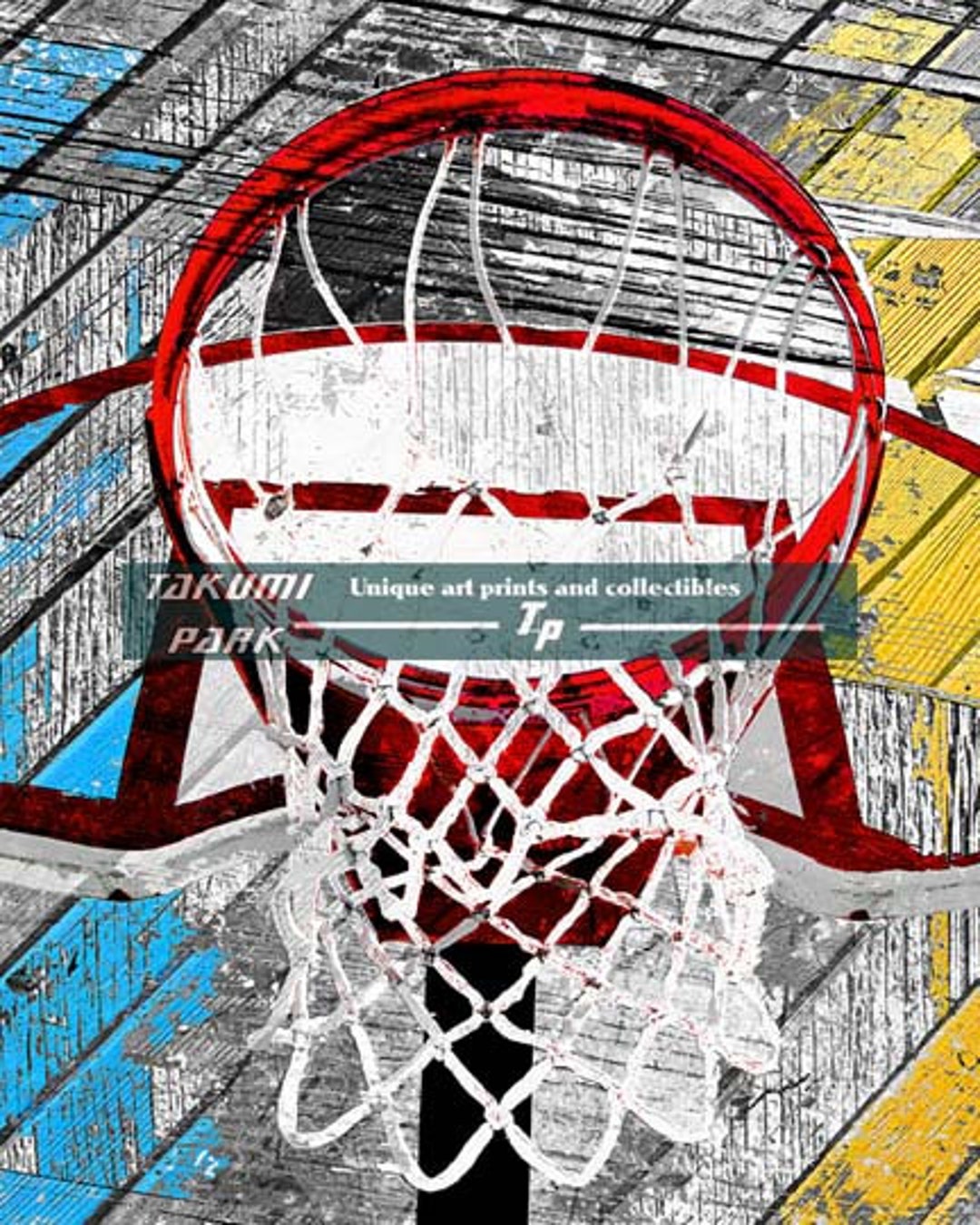 Basketball Hoop Artwork, Photo Print, Sports Art Print, Unframed