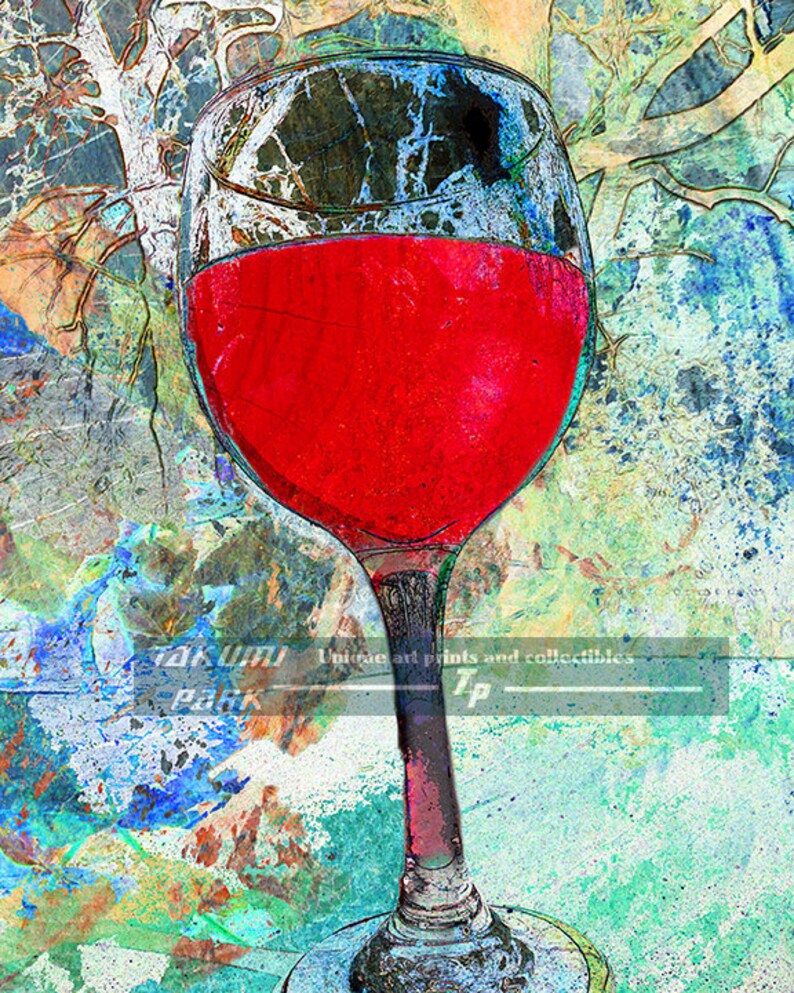 Unique Wine Wall Decor, Modern Wall Art Print, Vino Art, Red Wine Art, Dining Room Decor, Wine