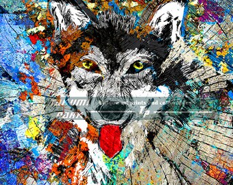 Künstlerische Wolf Kunstdruck, Tier, Wildlife-Dekor, Natur-Print, Wolf Wandkunst, Poster drucken, Fotoabzüge, Wolf Geschenke, graue Wolf-Dekor