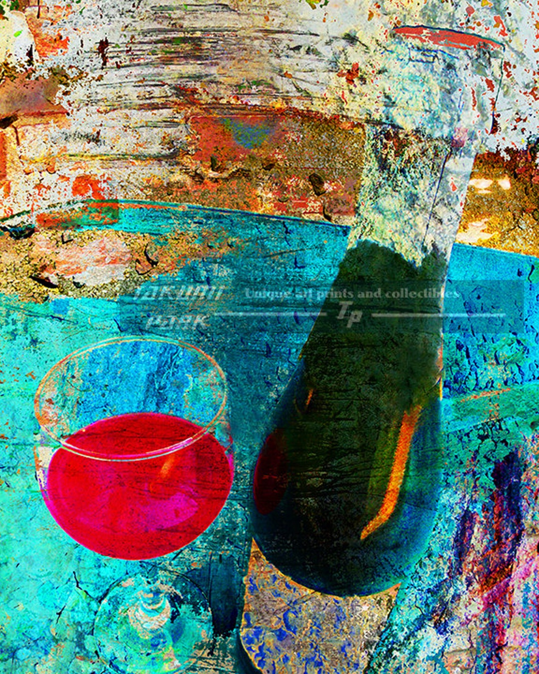 Modern Red Wine Art Print Dining Room Art Print Unique Wine Etsy