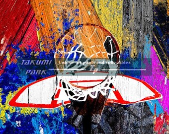 Colorful modern basketball art print design, Sports artwork photo print, Art for bedroom and mancave, Urban Basketball wall art decor, bball