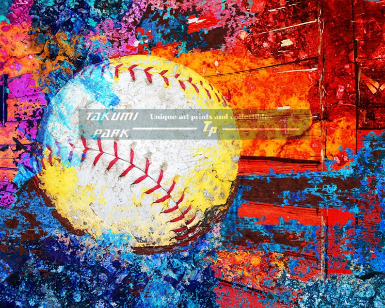 Colorful Baseball Print, Sports Poster Art, Bedroom Art, Man Cave Art