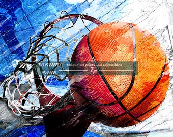 Takumi park Basketball art print, Sports wall art, Urban art, Street art, Home decor, Basketball player art gift idea, Colorful bedroom art