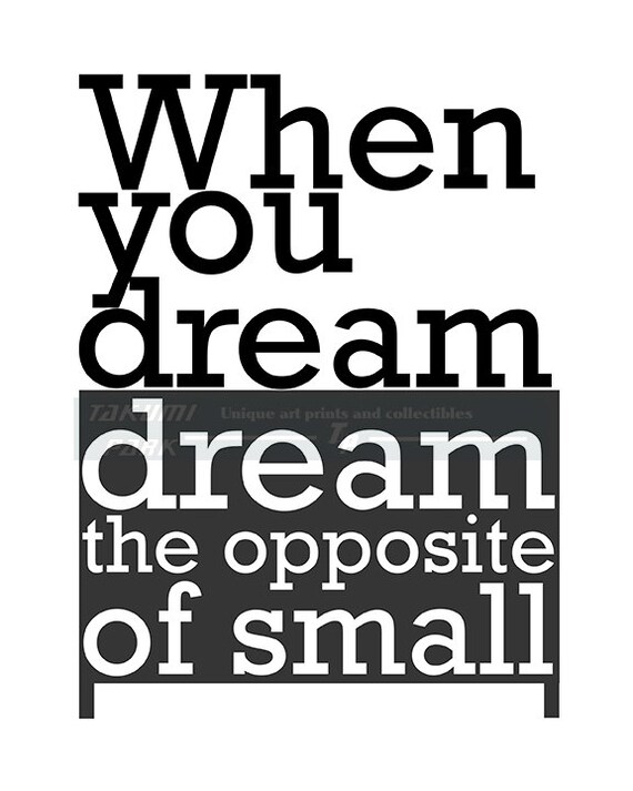 Items similar to When You Dream Quote Print, Black & White Motivational