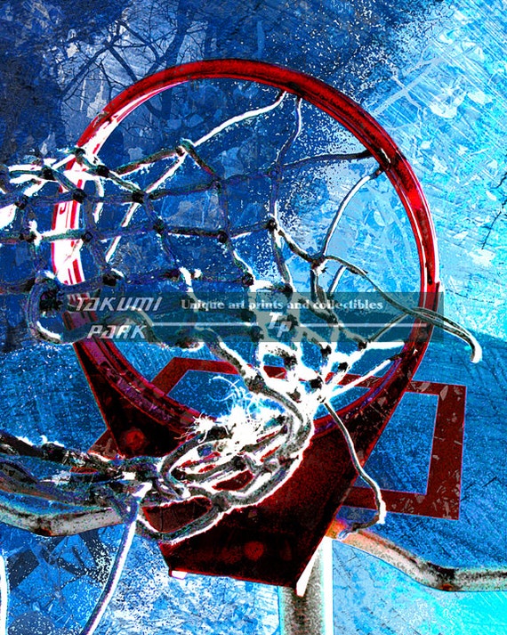 Blue Decor Basketball Art Print Sports Wall Artwork Photo Etsy
