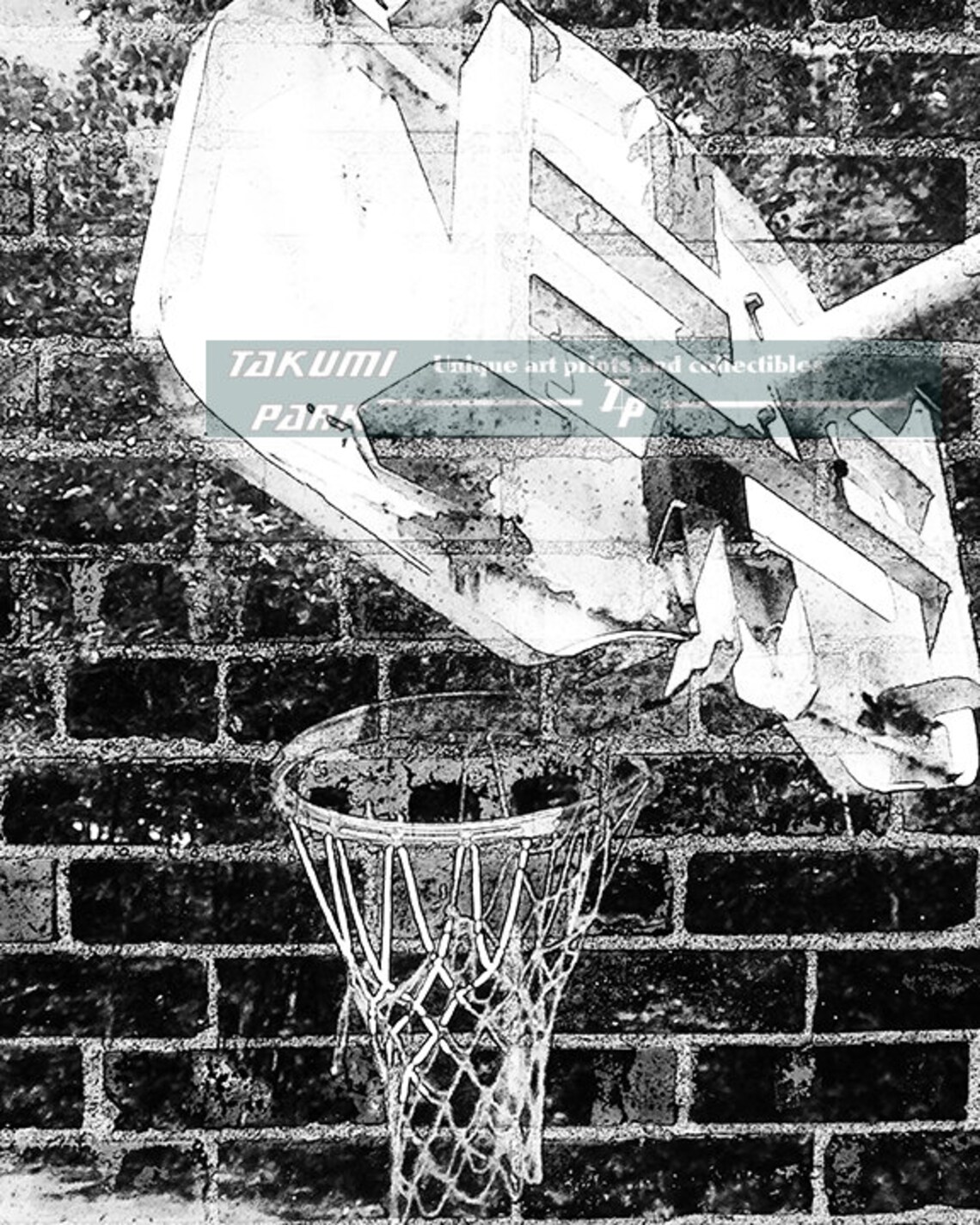 Black and White, Basketball Art Print, Sports Decor, Den Art
