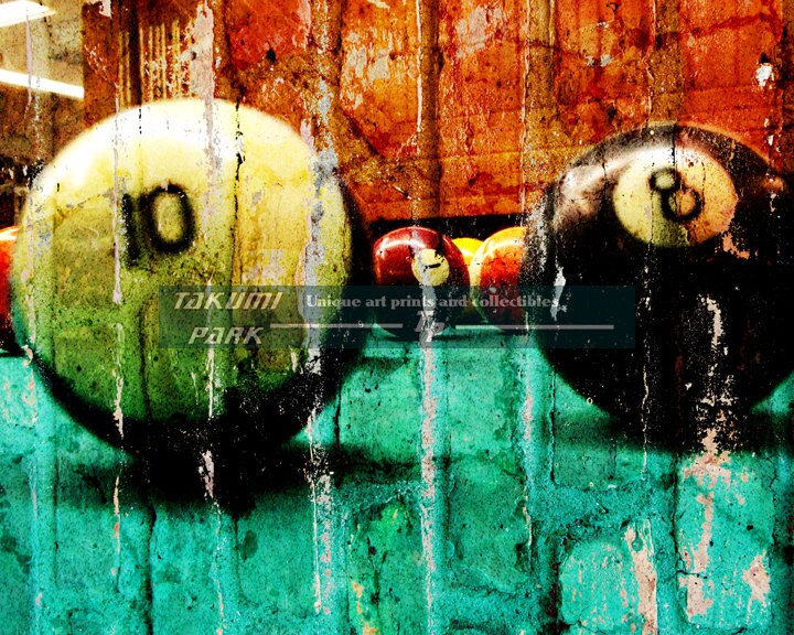 Contemporary Pool Table Art Print, Billiards Art, Game Room Art, Den