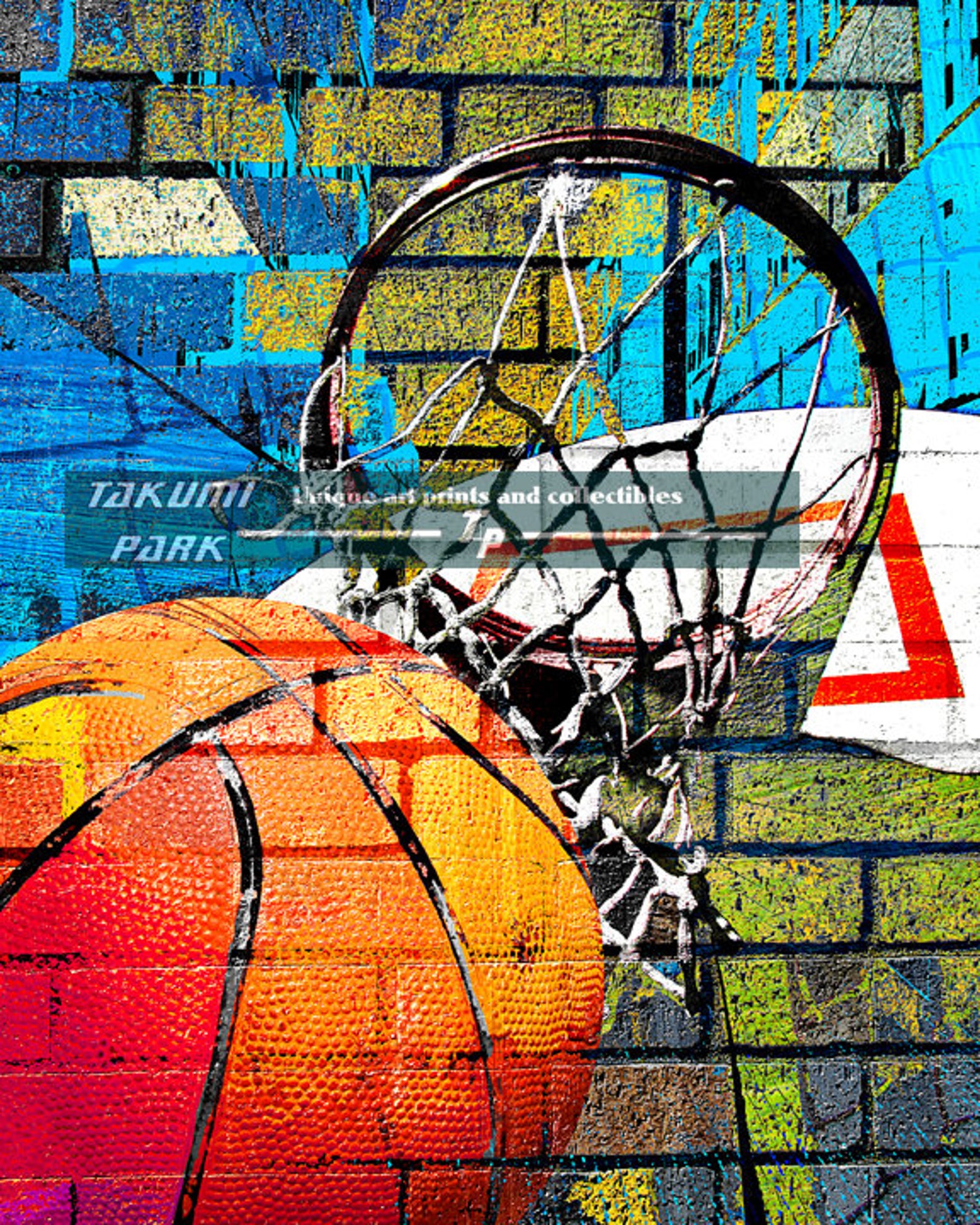 Colorful Urban Basketball Art Print, Sports Photo Print, Mancave Art