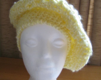 Hand Crocheted Lemonade Swirl Pattern Beret Hat (item # SH0037) - Adult Average