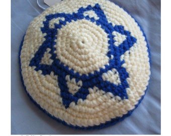 Star of David Yarmulke Crochet Pattern - PDF File Digital Delivery