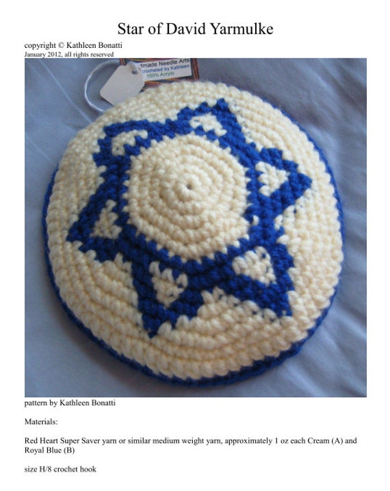 Kippa Tricotée Blanche Avec étoile De David - Calotte Juive Traditionnelle