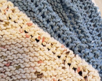 Hand Knit Cotton Dishcloths | Reusable Eco-Friendly Kitchen Cleaning Cloths