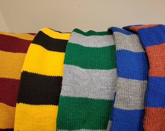 Hand Knit double layer scarves in many colour combo Get your school, house, team, colour  inspired scarf here!!!!!