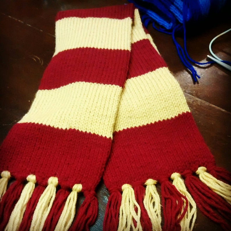 Hand Knit double layer scarves in many colour combo Get your school, house, team, colour inspired scarf here image 3