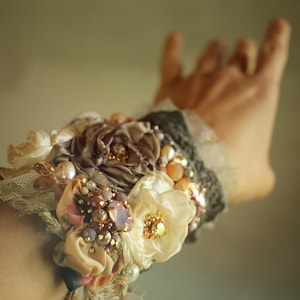 Embroidered textile cuff bracelet