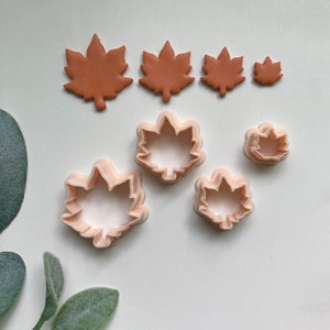 May include: Set of six cookie cutters in the shape of maple leaves. The cutters are made of plastic and are in various sizes.