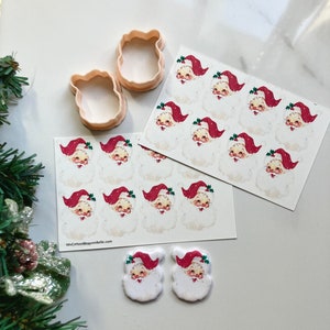 Santa Claus Clay Cutter and Clay Transfer Set - Christmas Clay Cutter Set - Polymer Tools - Holiday Polymer Clay Tools - Sharp Cutters