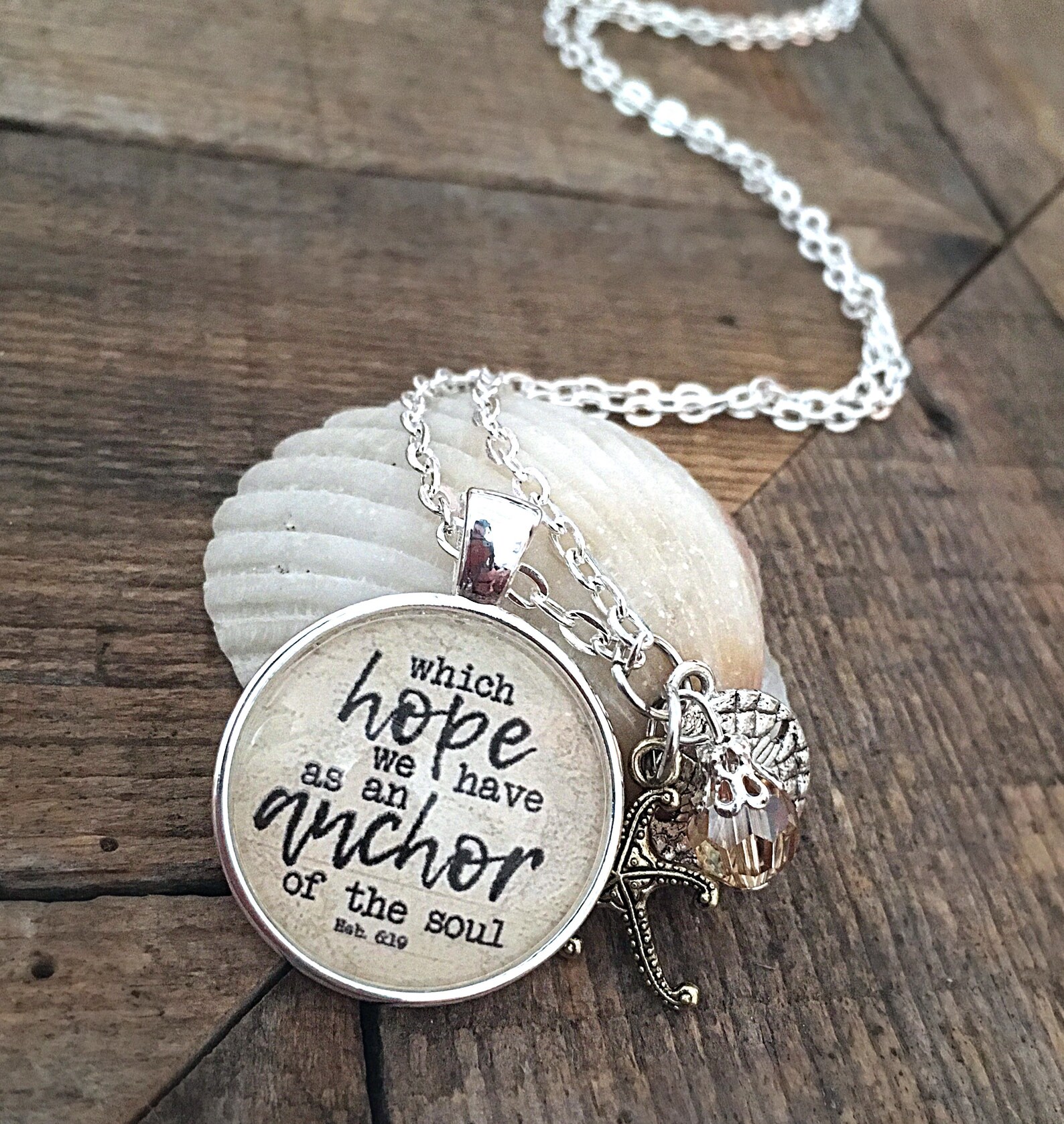 Bible Verse Necklace Religious Necklace Silver Anchor of the Etsy