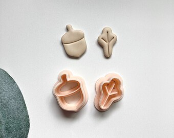 Embossed Leaf Cutter - Acorn Clay Cutter - Fall Themed Cutters - Autumn - Polymer Tools - Shapes