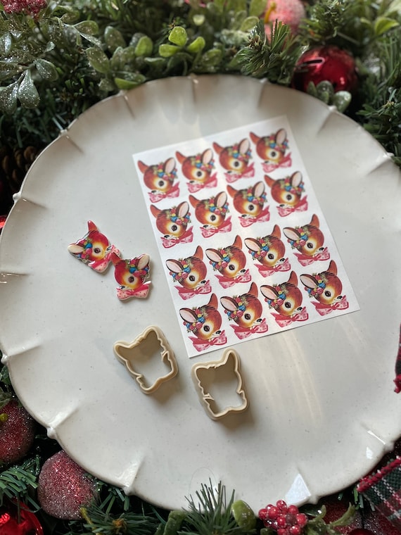 Vintage Reindeer Clay Cutter & Transfer Set: Holiday Polymer Clay Tools