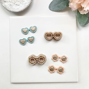Coupe-boucle d&#39;oreille en argile de lunettes de soleil d&#39;été - Outils de coupe en argile polymère à thème de plage pour la fabrication de boucles d&#39;oreilles - Fabrication de bijoux - Coupe-fondant