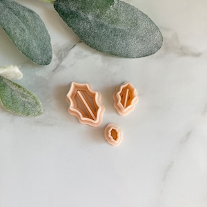 Embossed Holly Leaf Clay Cutters: Christmas Earring Making Tools