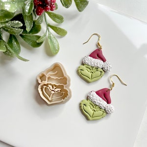Elf Hat & Shoe Clay Cutter Set for a polymer Clay Earring Making - Christmas Clay Cutters - Winter - Holiday - Sharp Cutters - Earring Tools