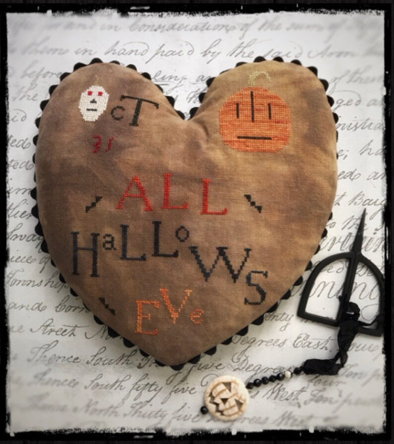 All Hallows Eve Heart Cross Stitch Chart