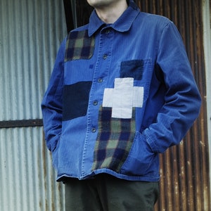 boro patchwork & sashiko vintage German work jacket image 1