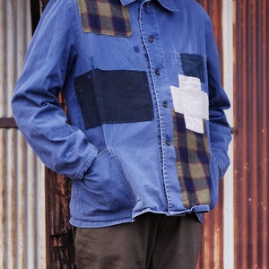 boro patchwork & sashiko vintage German work jacket image 3