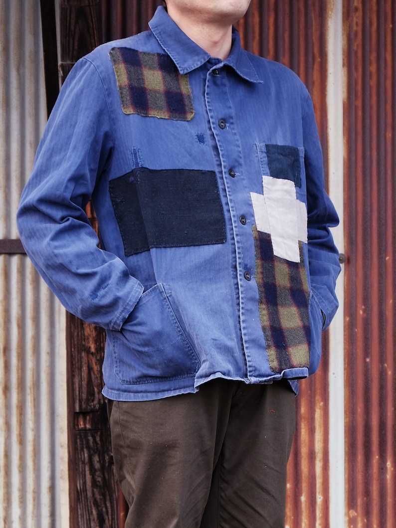 boro patchwork & sashiko vintage German work jacket image 3