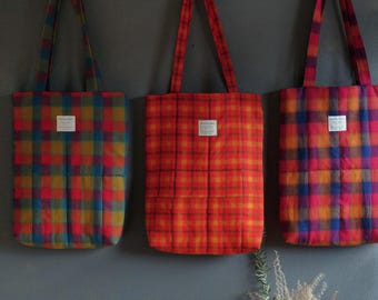 Japanese vintage kimono&#39;s quilted wool bags