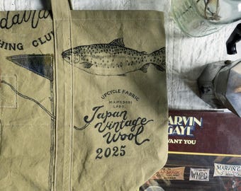 Japan vintage fabric drawing tote bag