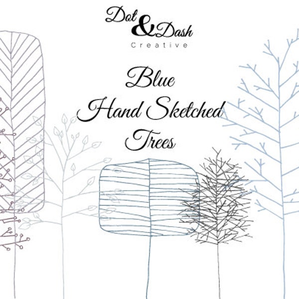 Hand Sketched Winter Trees Clip Art