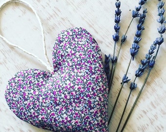 Lavender heart with Liberty and Linen fabric