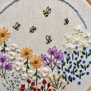 Wildflowers and Bees Embroidery Kit including a wildflower seed packet image 6