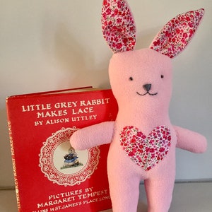 Bunny Rabbit in pink fleece with Liberty fabric ears