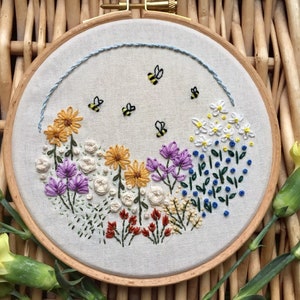 Wildflowers and Bees Embroidery Kit including a wildflower seed packet image 8