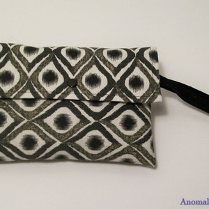 Small Wristlet Purse, Black Grey White Diamond Spot Wristlet Clutch Purse, Handbag, Small Bag