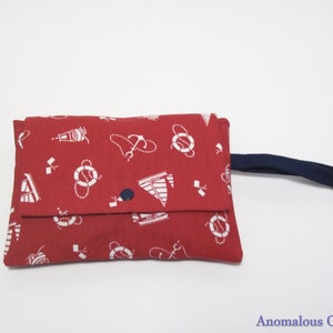 Small Nautical Wristlet Purse, Red with White Nautical Themed Wristlet Clutch, Clutch Purse, Nautical Clutch Purse, Wristlet, Anchor Purse