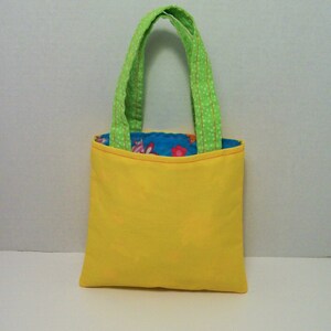 Girls Tote Bag, Yellow Tote Bag with Fairy Princess Floral Liner, Little Girls Bag, Girls Purse, Toddler Girl Bag, Shoulder Bag, Handbag